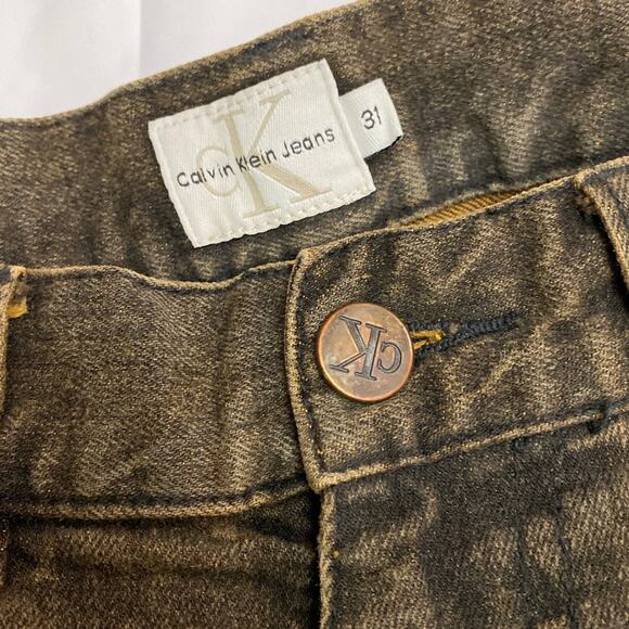 Brown Acid Jeans Dirty Wash Overdyed Calvin Klein Rust Mud Western 31 y2k 2000s - Picture 2 of 16